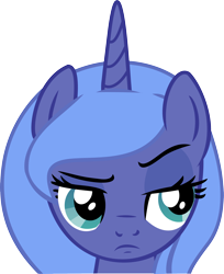 Size: 2378x2921 | Tagged: safe, artist:lunarkisa, princess luna, alicorn, pony, glare, luna is not amused, raised eyebrow, s1 luna, solo