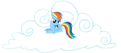 Size: 3451x1500 | Tagged: safe, artist:sierraex, rainbow dash, pegasus, pony, annoyed, cloud, cutie mark, female, lying down, lying on a cloud, mare, on a cloud, plugged ears, prone, simple background, solo, transparent background, vector