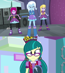 Size: 1280x1428 | Tagged: safe, artist:themexicanpunisher, derpibooru import, edit, screencap, fuchsia blush, juniper montage, lavender lace, trixie, equestria girls, mirror magic, rainbow rocks, spoiler:eqg specials, trixie and the illusions