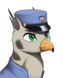 Size: 1509x1857 | Tagged: safe, artist:mrscroup, derpibooru import, oc, oc only, oc:voss corsair, griffon, equestria at war mod, griffon oc, hearts of iron 4, kepi, simple background, solo, transparent background