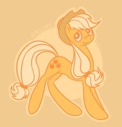 Size: 1255x1308 | Tagged: safe, artist:sparva, applejack, earth pony, pony, applejack's hat, blonde, blonde mane, blonde tail, female, mare, orange coat, solo