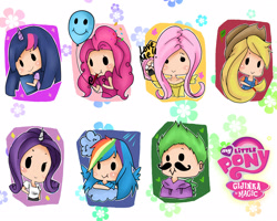 Size: 1600x1280 | Tagged: safe, artist:m1lk11wayz, derpibooru import, applejack, fluttershy, pinkie pie, rainbow dash, rarity, spike, twilight sparkle, horned humanization, humanized, mane seven, moustache, winged humanization