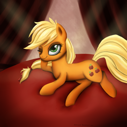 Size: 2000x2000 | Tagged: safe, artist:stein225, applejack, earth pony, pony, high res, prone, solo, wink