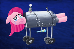 Size: 1000x667 | Tagged: safe, artist:kefkafloyd, pinkie pie, earth pony, pony, abuse, crossover, iron lung, parody, pinkamena diane pie, pinkiebuse, ponified, rocko's modern life