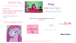 Size: 1594x901 | Tagged: safe, pinkie pie, earth pony, pony, 23, fancy mathematics, mind blown, pinkamena diane pie, theory