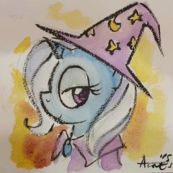 Size: 640x640 | Tagged: safe, artist:agnesgarbowska, derpibooru import, trixie, pony, unicorn, female, mare, profile, solo, traditional art