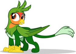 Size: 1024x737 | Tagged: safe, artist:mlp-trailgrazer, derpibooru import, oc, oc only, griffon, claws, female, griffon oc, lovebird, parrot griffon, paws, show accurate, simple background, solo, transparent background, vector