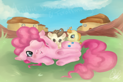 Size: 1500x1000 | Tagged: safe, artist:acidiic, pinkie pie, pound cake, pumpkin cake, earth pony, pegasus, pony, female, mare