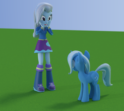 Size: 804x723 | Tagged: safe, artist:3d thread, artist:creatorofpony, derpibooru import, trixie, equestria girls, /mlp/, 3d, 3d model, blender, boots, clothes, human ponidox, skirt, smiling, square crossover, squee, sweater