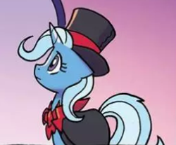 Size: 256x212 | Tagged: safe, derpibooru import, idw, trixie, nightmare knights, spoiler:comic, spoiler:comicnightmareknights03, clothes, hat, robe, the great and powerful roxy, top hat