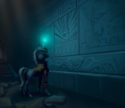 Size: 814x700 | Tagged: safe, artist:adeptus-monitus, derpibooru import, trixie, human, pony, unicorn, bas-relief, catacomb, temple