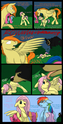 Size: 1200x2345 | Tagged: safe, artist:cartoonlion, apple bloom, firefly, fluttershy, rainbow dash, scootaloo, sweetie belle, bear, earth pony, pegasus, pony, unicorn, g1, comic, cutie mark crusaders, female, male, mare, stallion