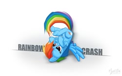 Size: 1680x1050 | Tagged: safe, artist:mysticalpha, rainbow dash, pegasus, pony, rainbow crash, solo, wallpaper