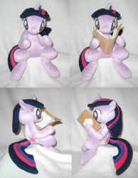 Size: 600x773 | Tagged: safe, artist:sweetplushiecake, derpibooru import, twilight sparkle, book, irl, photo, plushie, reading, solo