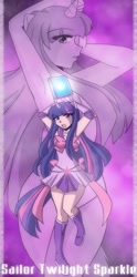 Size: 746x1500 | Tagged: safe, artist:dawnrie, derpibooru import, twilight sparkle, book, clothes, eared humanization, horned humanization, humanized, sailor magic, sailor moon, sailor scout, sailor twilight, sailor uniform, skirt, tailed humanization