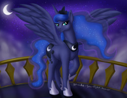 Size: 1200x927 | Tagged: safe, artist:shadelightpony, princess luna, alicorn, pony, moon, solo, spread wings