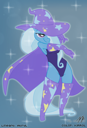 Size: 900x1319 | Tagged: safe, artist:atryl edits, artist:kirrol, derpibooru import, edit, trixie, anthro, solo