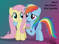 Size: 4000x3000 | Tagged: safe, artist:sintakhra, fluttershy, rainbow dash, pegasus, pony, cupcake, female, mare, wings