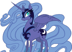 Size: 703x509 | Tagged: safe, artist:colossalstinker, nightmare moon, princess luna, fusion, lunar trinity, nightmare luna, palette swap, s1 luna, simple background, solo, ultimate luna