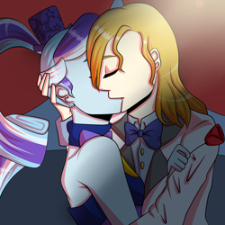 Size: 1936x1935 | Tagged: safe, artist:enadoodles, derpibooru import, prince blueblood, trixie, equestria girls, bluetrix, equestria girls-ified, female, kissing, male, shipping, straight