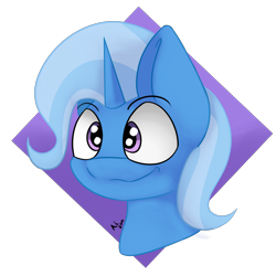 Size: 2000x2000 | Tagged: safe, artist:aidraws, derpibooru import, trixie, pony, unicorn, cross-eyed, female, grin, mare, portrait, smiling, solo