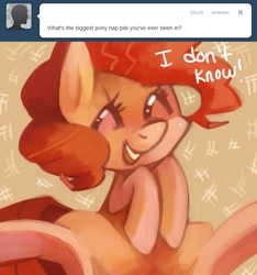 Size: 655x700 | Tagged: dead source, safe, artist:dhui, pinkie pie, earth pony, pony, ask tired pie, tumblr