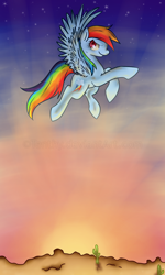 Size: 900x1500 | Tagged: dead source, safe, artist:tenthy, rainbow dash, pegasus, pony, solo, sunset