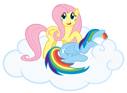 Size: 3500x2565 | Tagged: safe, artist:stabzor, fluttershy, rainbow dash, pegasus, pony, cloud, high res, simple background, transparent background, vector, vomit, vomiting