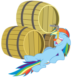 Size: 2600x2786 | Tagged: safe, artist:stabzor, rainbow dash, pegasus, pony, barrel, cider, high res, on back, simple background, solo, transparent background, vector