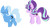 Size: 1055x600 | Tagged: safe, artist:comicpanel-pony, derpibooru import, starlight glimmer, trixie, pony, unicorn, the cutie map, altered cutie mark, equal cutie mark, equalized, eyes closed, female, frown, inequality sign, mare, no pupils, smiling