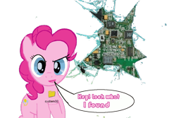 Size: 900x600 | Tagged: artist needed, safe, pinkie pie, earth pony, pony, dialogue, fourth wall, simple background, solo, system32, transparent background, windows