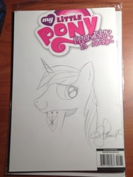 Size: 3264x2448 | Tagged: safe, artist:andypriceart, artist:shining92, idw, shining armor, pony, unicorn, andy price, bronycon, bronycon 2013, commission, cutie mark, exclusive, issue 9, sideways image, signature, sketch, solo, traditional art