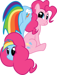 Size: 608x802 | Tagged: safe, pinkie pie, rainbow dash, earth pony, pegasus, pony, now you're thinking with portals, plot, portal, wat