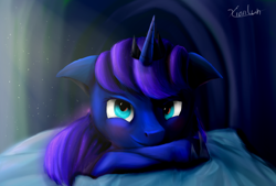 Size: 800x540 | Tagged: safe, artist:xjp6174pjx, princess luna, alicorn, pony, female, horn, looking at you, mare, solo