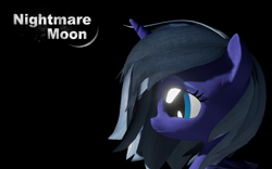 Size: 1280x800 | Tagged: safe, artist:alittlebitdifferent, princess luna, oc, oc:krinita, alicorn, pony, 3d, ambient, ambient.prologue, black background, game, simple background