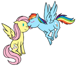 Size: 689x599 | Tagged: safe, artist:darlimondoll, fluttershy, rainbow dash, pegasus, pony, blushing, female, flutterdash, lesbian, licking, shipping, tongue out