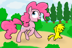 Size: 1000x662 | Tagged: safe, artist:nukeleer, pinkie pie, earth pony, pony, detailed background, female, mare, solo