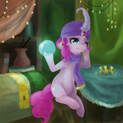 Size: 3000x3000 | Tagged: safe, artist:flutterwonder, pinkie pie, earth pony, pony, crystal ball, high res, romani, solo