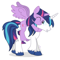 Size: 900x900 | Tagged: safe, artist:dm29, shining armor, twilight sparkle, twilight sparkle (alicorn), alicorn, pony, unicorn, duo, female, hug, male, mare, ponies riding ponies, riding, simple background, stallion, transparent background