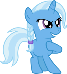 Size: 1745x1945 | Tagged: safe, artist:dtkraus, derpibooru import, trixie, pony, unicorn, braid, female, filly, grin, mare, pose, simple background, transparent background, vector, younger