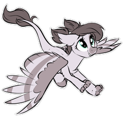 Size: 2000x2000 | Tagged: safe, artist:kellythedrawinguni, derpibooru import, oc, oc only, oc:junebug, griffon, hippogriff, hybrid, pony, female, flying, griffon oc, paws, simple background, solo, transparent background