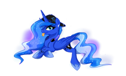 Size: 1024x620 | Tagged: safe, artist:xxcaliforniaangelxx, princess luna, alicorn, pony, hat, solo, tongue out