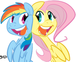 Size: 682x553 | Tagged: safe, artist:php27, fluttershy, rainbow dash, pegasus, pony, may the best pet win, faic, puffy cheeks, scene interpretation