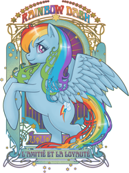 Size: 700x934 | Tagged: dead source, safe, artist:hezaa, rainbow dash, pegasus, pony, looking at you, modern art, nouveau, solo