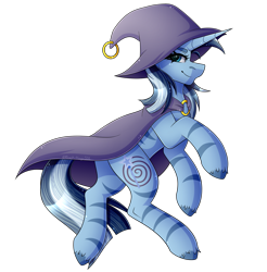 Size: 3009x3053 | Tagged: safe, artist:black-magic101, derpibooru import, trixie, zecora, hybrid, pony, unicorn, zebra, zebracorn, commissioner:bigonionbean, female, fusion, mare, smiling, solo