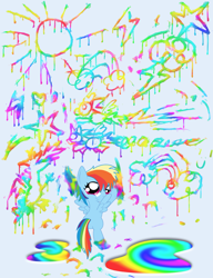 Size: 1024x1330 | Tagged: safe, artist:zedrin, rainbow dash, pegasus, pony, filly, paint, paint on fur