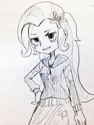 Size: 768x1024 | Tagged: safe, artist:weiliy, derpibooru import, trixie, equestria girls, monochrome, solo, traditional art