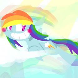 Size: 500x500 | Tagged: safe, artist:krystal's art blog, rainbow dash, pegasus, pony, blushing, female, mare, solo