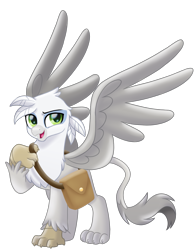 Size: 1267x1618 | Tagged: safe, artist:prince-lionel, derpibooru import, oc, oc only, oc:blake, griffon, bag, griffon oc, movie accurate, saddle bag, simple background, transparent background