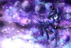 Size: 2500x1700 | Tagged: safe, artist:karmamoonshadow, princess luna, alicorn, pony, detailed background, female, mare, solo